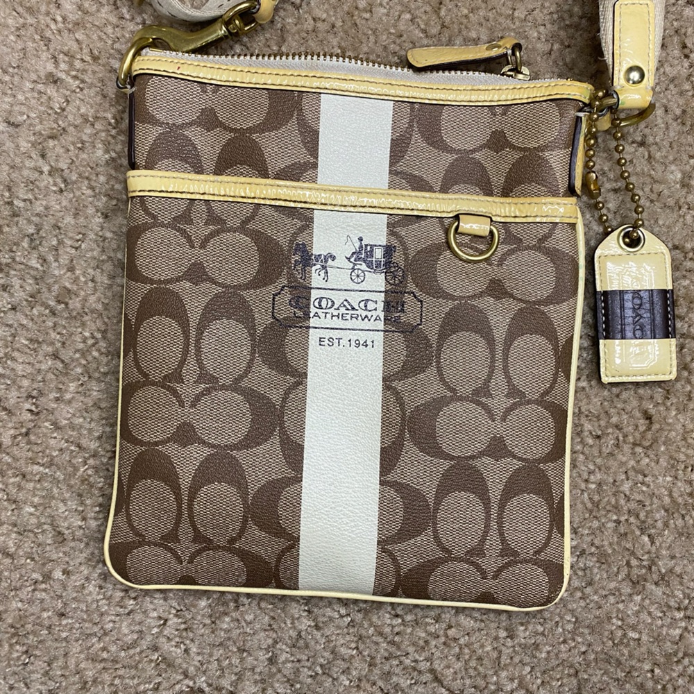 Bundle of Coach Heritage Stripe Cross-body Bag Purse and wallet - Picture 2 of 5